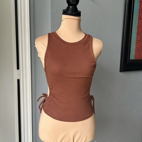 Zara Brown Tank Top with Side Tie Detail - Picture 2 of 7